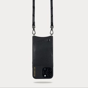 SARAH
Pebble Leather Crossbody Bandolier in Black/Pewter